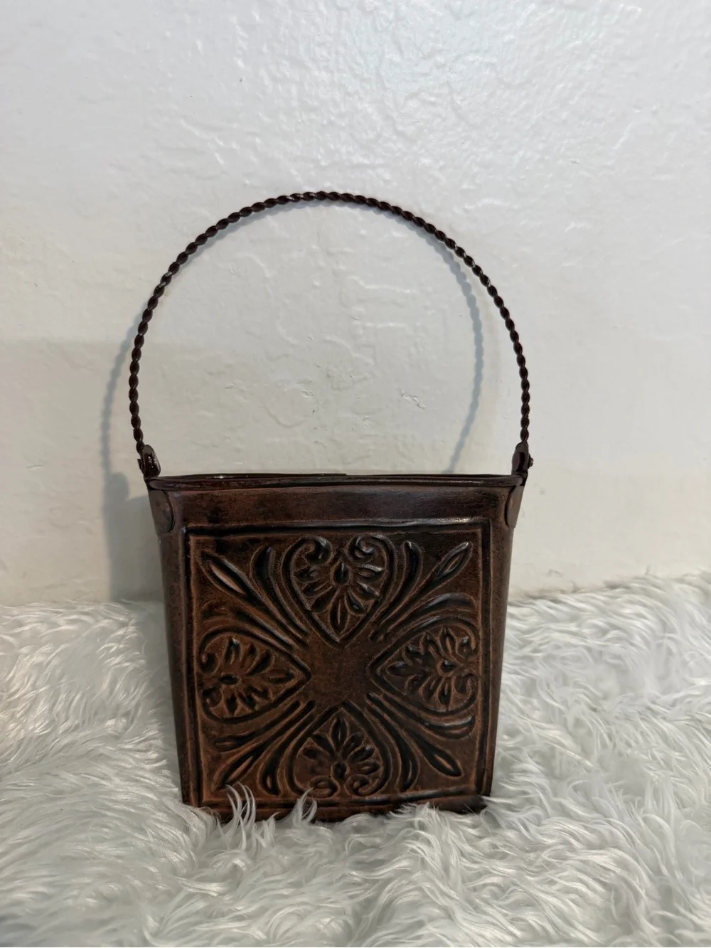 Hosley Cooper Wall Pocket Planter Patina MCM Boho Cottage Core Rustic